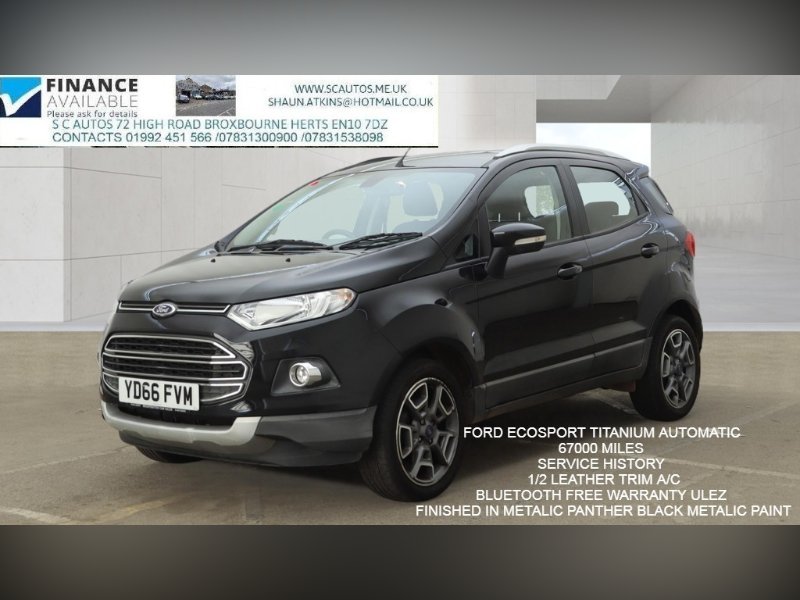 Black Ford Ecosport 1.5 Titanium SUV 5dr Petrol Powershift 2WD Euro 5 112 ps