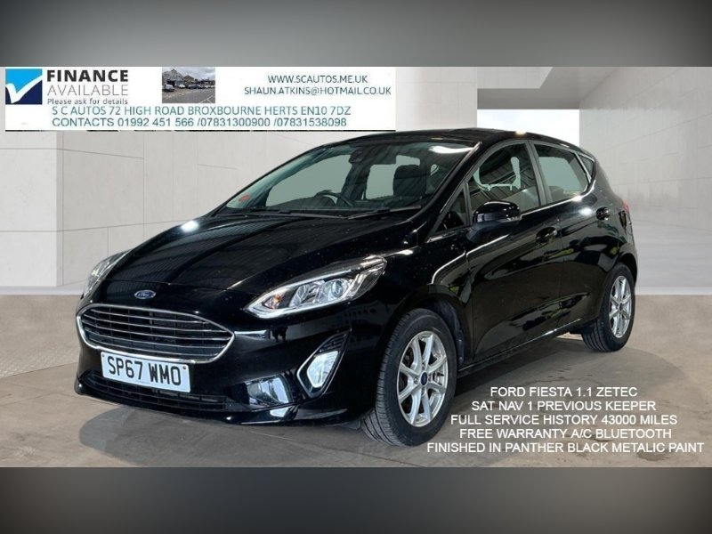 Black 2017 Ford Fiesta 1.1 Ti-VCT Zetec Hatchback 5dr Petrol Manual Euro 6 s/s 85 ps in Broxbourne